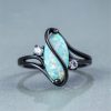S Shape Opal Stone Black Color Rings Fashion Jewelry For Women