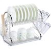 2 Tiers Kitchen Dish Drying Rack Drainer Dryer Tray Cultery Holder