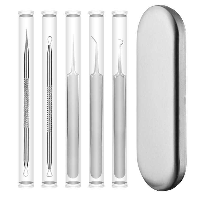 5pcs /Set Acne Needle Stainless Steel Acne Clamp Squeeze Acne Blackhead Tool