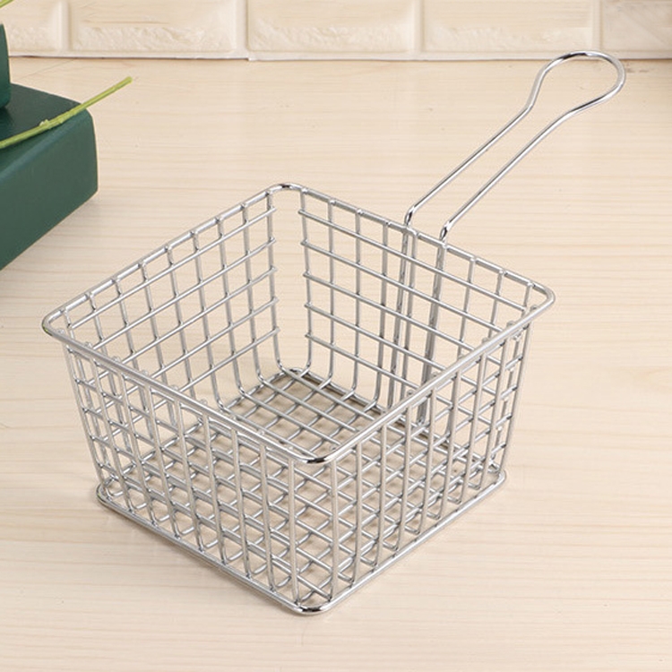 Electroplating Wrought Iron Fries Fried Basket Mini Grid Fried Food Storage Basket