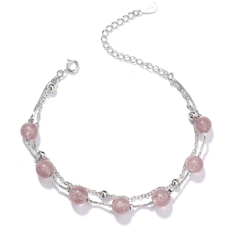 925 Sterling Silver Bracelet Women Crystal Bracelet Natural Beads Double-Layers Jewelry