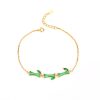 S925 Sterling Silver Epoxy Bamboo Bracelet Diamond Green Zircon Bracelet