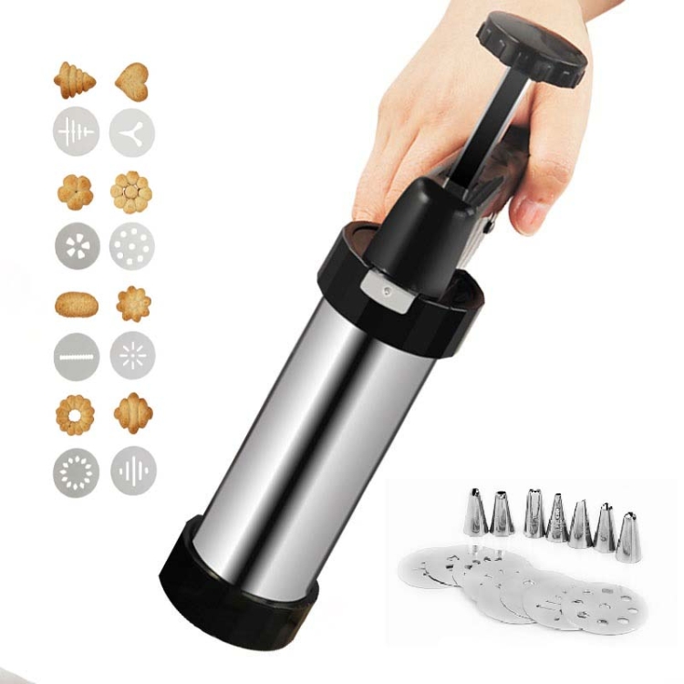 Multi-Function Stainless Steel Piping Gun Set Cookie Biscuits Hand Pressing Biscuit Machine Household DIY Baking Tools