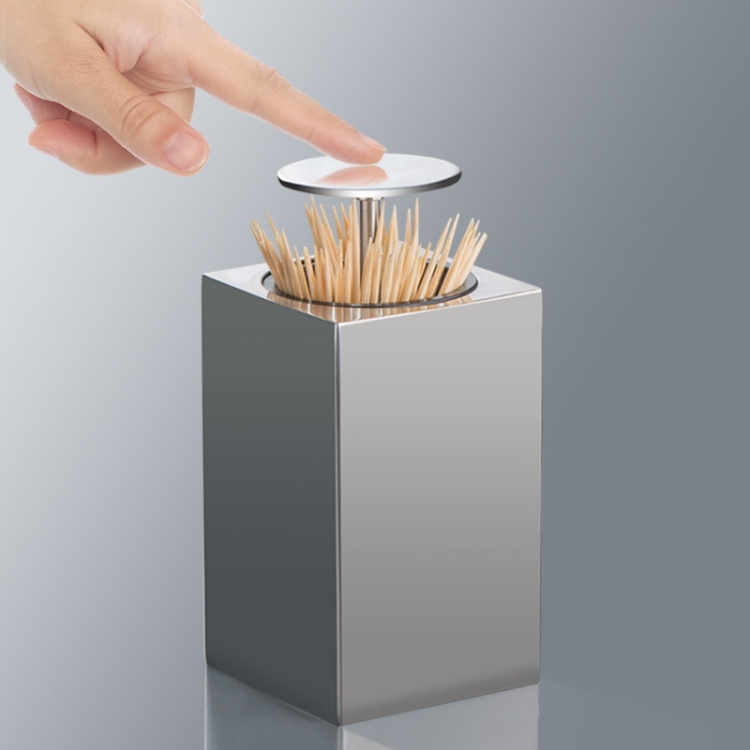 Push-Type Stainless Steel Toothpick Holder Portable Automatic Pop-Up Toothpick Storage Box