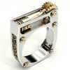 Mechanical Two-Tone Ring Gear Novelty Jewelry Ring, Size: 6