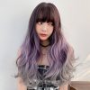 Wig Female Big Wave Gradient Color Long Curly Hair Chemical Fiber Full Bangs Wig Simulation Headgear