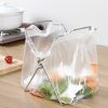 Stainless Steel Kitchen Foldable Storage Rack Plastic Bag Towel Trash Can Holder
