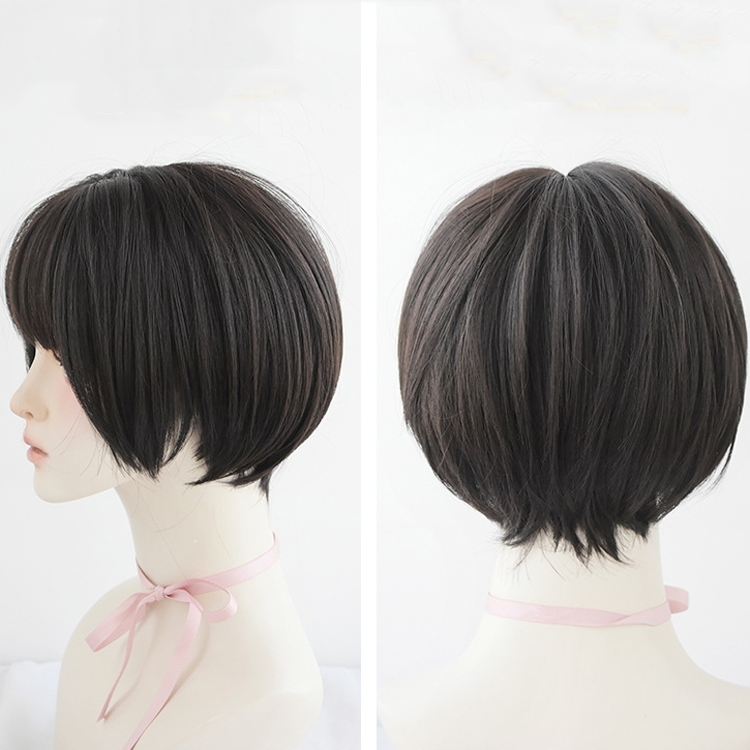 Wig Female Short Hair Round Face Full Top Headgear Short Hair Temperament Bangs Hair Cover