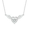 Sterling Silver S925 Vibrant Wings White Gold Plated Zircon Necklace