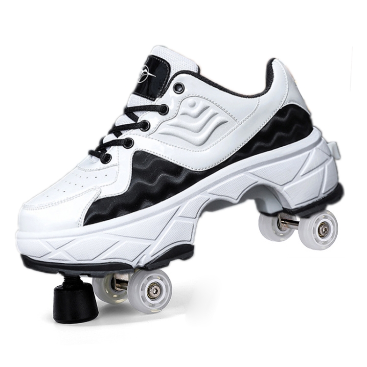DF08 Dual-Purpose Walking Shoes Four-Wheel Shrinkable Brake Roller Skates