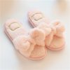 Furry Home Slippers Short Plush Indoor Home Slippers Owknot Slippers Women