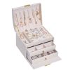 Three-Layer Leather Drawer Type Jewelry Storage Box Earrings Box With Lock