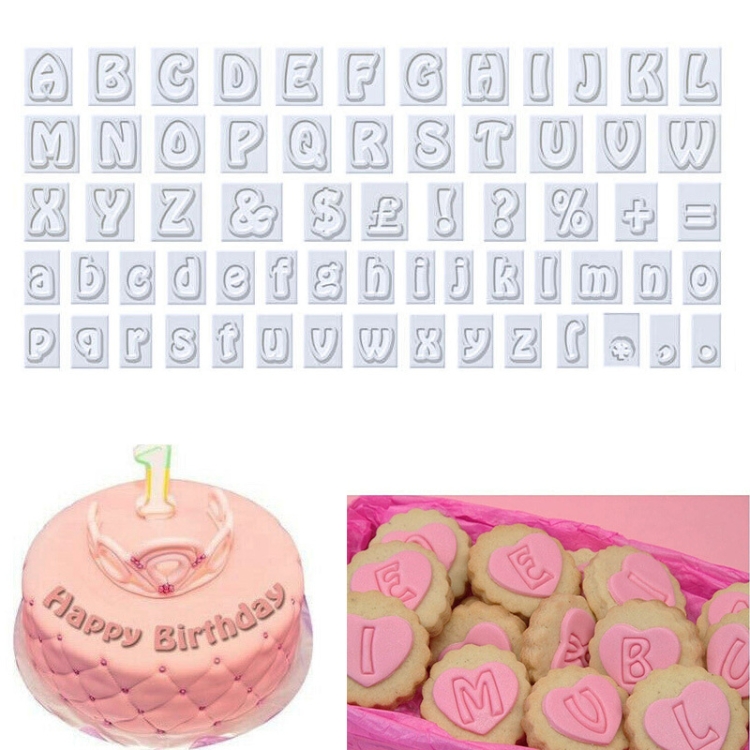 64 in 1 Plastic English Alphabet Symbol Cake Biscuit Mold Set