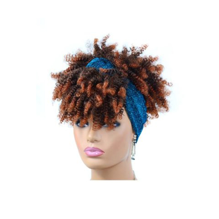 Headscarf Wig Black Gradient Small Curly Wig Explosive Headgear