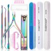 2 In 1 FABIYAN Color Titanium Nail Art Tool Set Dead Skin Shears Steel Push Nail File Pliers