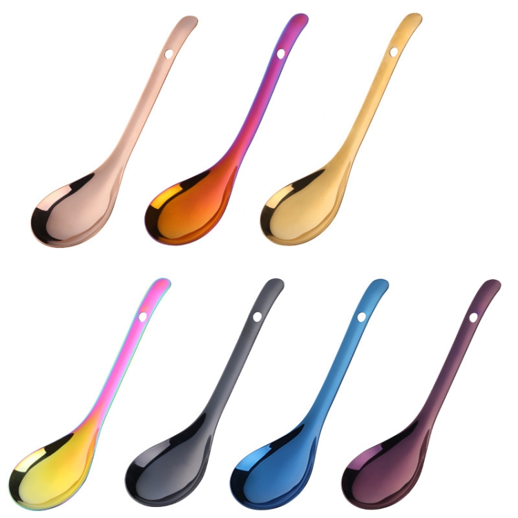 304 Stainless Steel Rice Spoon Household Thickened Large Soup Spoon,Random Color Delivery