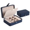 Double-Layer Leather Portable Simple Earrings Ring Jewelry Storage Box