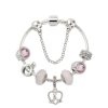 SL85 Colored Glaze Large Hole Bead Bracelet Alloy Pink Series Love Bird Pendant Bracelet,Size: