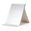 Folding Portable High-definition Makeup Mirror PU Leather Desktop Vanity Mirror,Size: Medium (Pink)