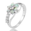925 Silver Women Opal Flower Ring Jewelry