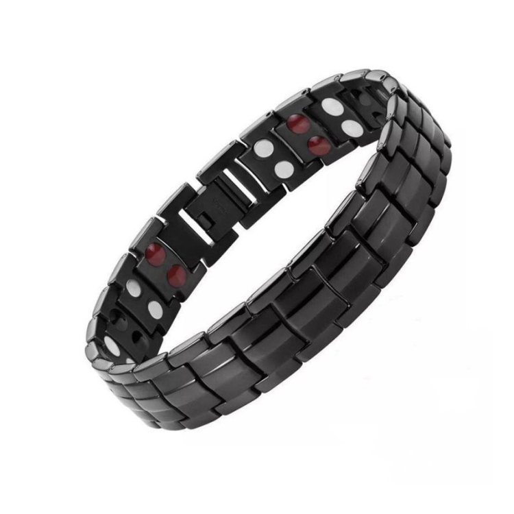 Double Row Magnet Magnetic Therapy Bracelet For Men, Colour: Bronze Full Magnet
