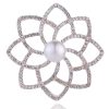 Alloy Diamond Double Flower Brooches Temperament Wild Clothes Pin