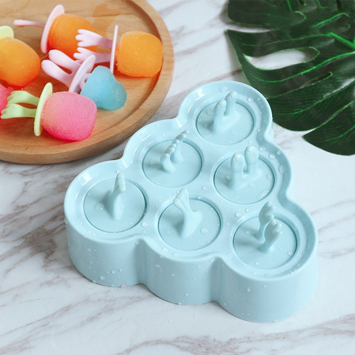 Cartoon Silicone DIY Popsicle Mould Six Grid Ice Cream Ice Cube Random Style / Color Delivery