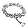 Six Character Mantra Heart Sutra Thai Silver Bead Couple Bracelet