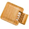 Bamboo Cheese Board With Cutter Cheese Drawer Plate, Size: