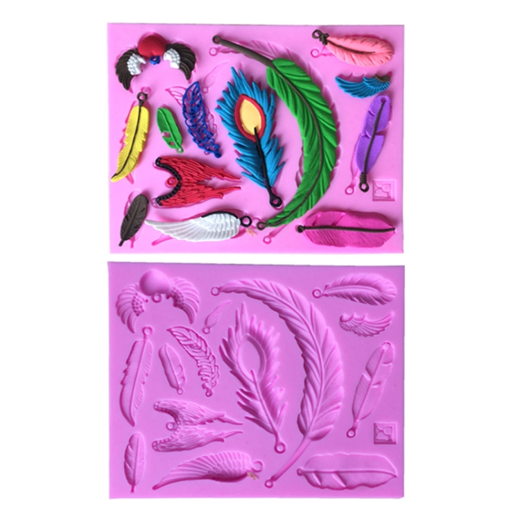 2 PCS Feather Shaped Fondant Cake Silicone Mold Baking Cake Decorating Tools