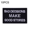 10PCS Hook and Loop Fastener Armband English Letter Embroidery Banner