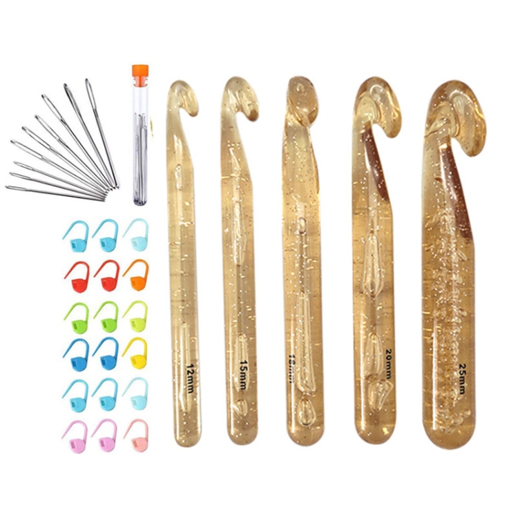 Transparent Bold Crystal Crochet Knitting Tool Set