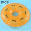 2 PCS Round 7 Days Rainbow Color Portable Pill Box Plastic Seven Grid