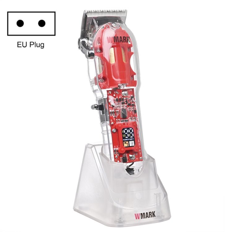 WMARK NG-407 Rechargeable Transparent Hair Clipper With Base LED Display, EU Plug