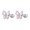 SCE1495 Mini 925 Silver Butterfly Earrings White Gold Plated Earrings