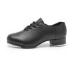 Beginners Straight Bottom Tap Shoes Black Imitation Leather Soft Bottom Shoes