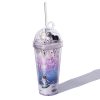 Space Straw Cup Plastic Double Layer Water Cup