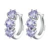 SCE1533 Purple Flower Vermiculite Ear Buckle 925 Silver Earrings