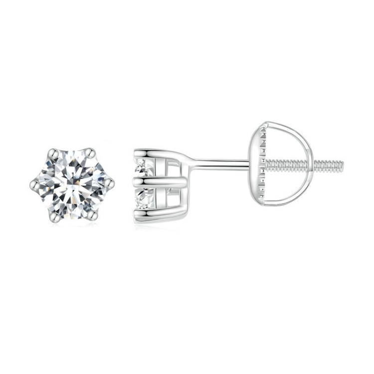 S925 Sterling Silver Moissanite White Gold Plated Simple Elegant Earrings