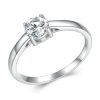 Sterling Silver S925 Four Claw Moissanite Ring White Gold Plated Jewellery