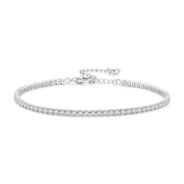 S925 Sterling Silver White Gold Plated Pop Zirconia Bracelet