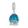 Sterling Silver S925 Crystal Ball Bracelet Pendant Zirconia Lucite Bead Charm