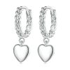 Sterling Silver S925 Twist Heart White Gold Plated Earrings