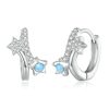 Sterling Silver S925 Shooting Star Earrings Pentagram Ear Zirconia Dreamy Sweet Earrings