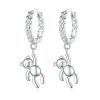 S925 Sterling Silver Bear Twist White Gold Plated Animal Earrings