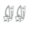 Sterling Silver S925 White Gold Plated Zirconia Hollow Line Earrings