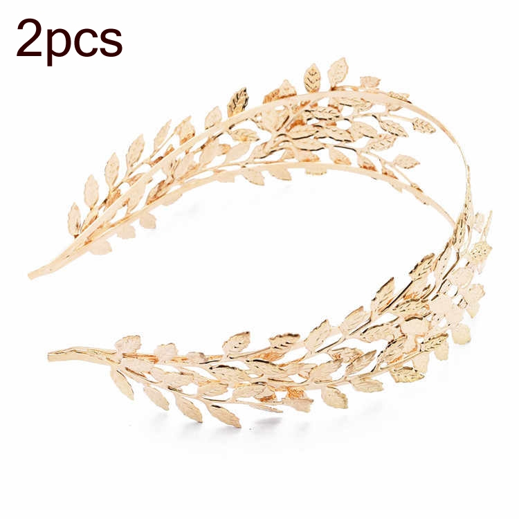 2pcs MetallicLeaves Branch Crown Hair Band Wedding Tiara Hair Accessories
