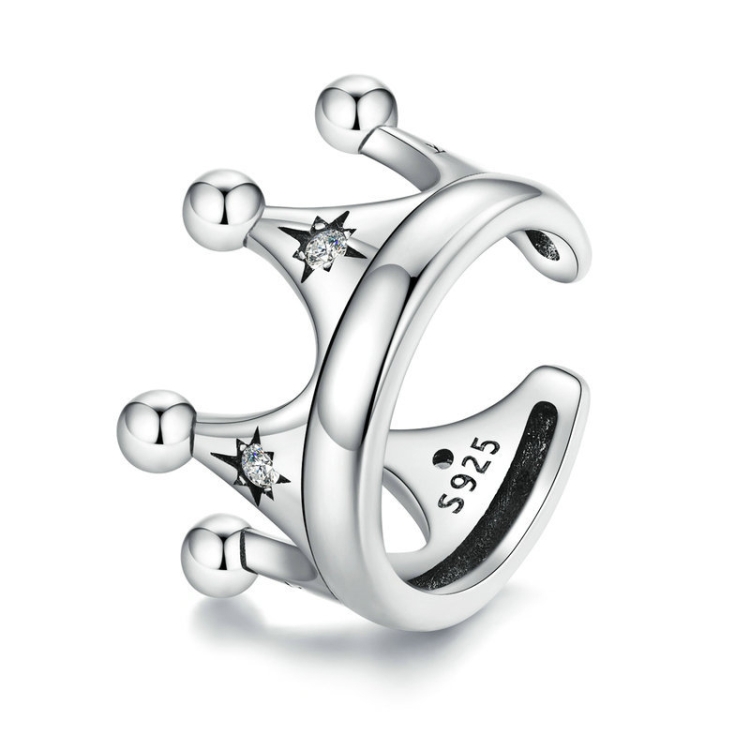 Sterling Silver S925 Crown Star Zircon Single Ear Cuff