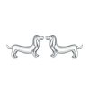 Sterling Silver S925 Cute Dachshund Animal Stud Earrings
