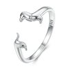 Sterling Silver S925 Dachshund Cute Open Ring